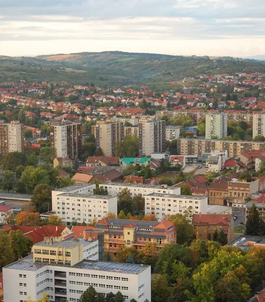 匈牙利Miskolc市的鸟瞰图 免版税图库图片