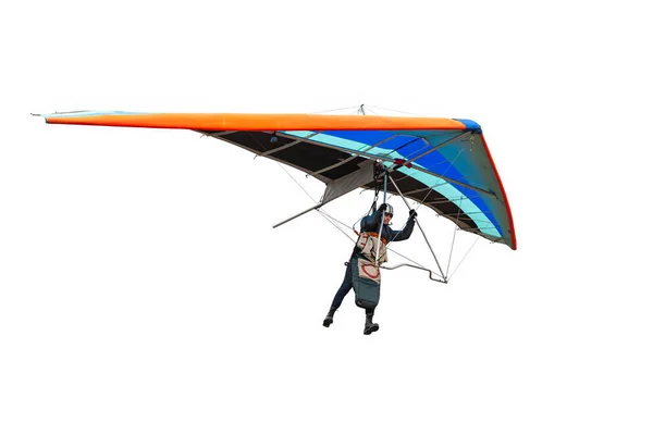 Funny Hang Glider Pilot Stretched Legs Isolated White — Stock Photo, Image