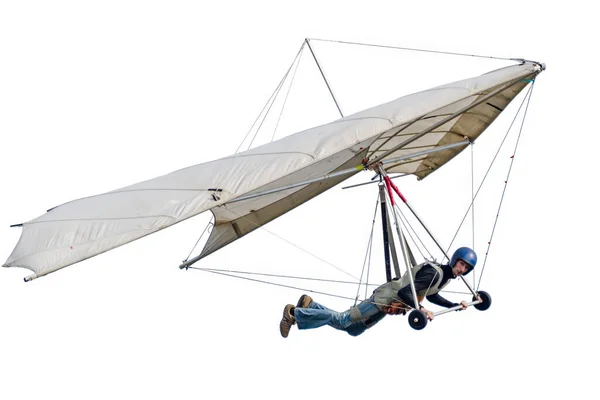 Old Vintage Hang Glider Sayap Layang Layang Dengan Pilot Terisolasi — Stok Foto