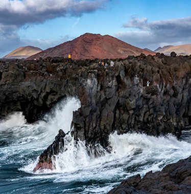Cliffs on the Atlantic Ocean in Los Hervideros, Lanzarote, Spain