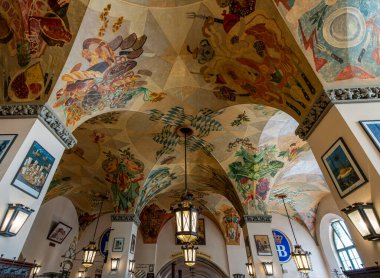 decorative ceiling painting in a Bavarian restaurant, Munich