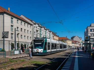 Tram stop at German Unity Square, Potsdam, Brandenburg, Germany