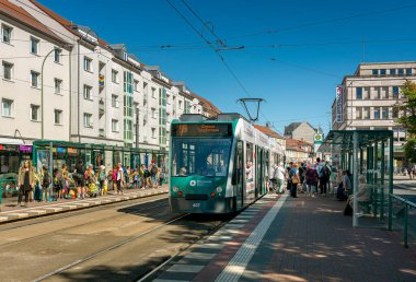 Tram stop at German Unity Square, Potsdam, Brandenburg, Germany