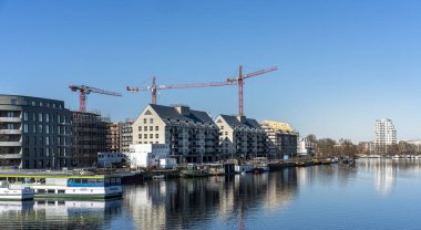 Construction sites in the new development area on the Havel near Eiswerder Island, Berlin Spandau, Germany