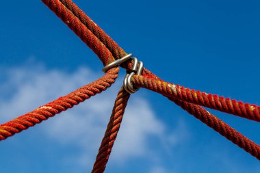 Tension ropes on a climbing frame in the children's playground