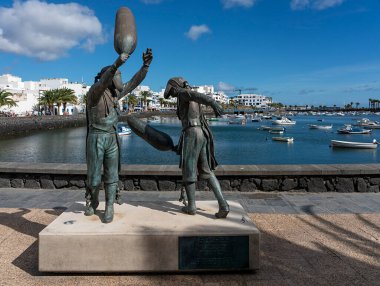 Book statue at Charco de San Gines Lagoon, Arrecife, Lanzarote, Canary Islands, Spain
