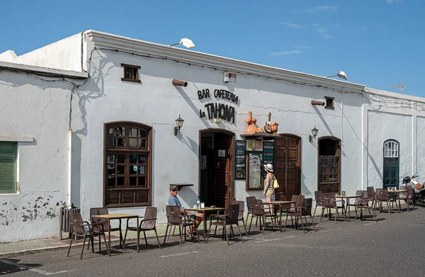 Söndagsmarknad Och Gamla Stan Teguise Tidigare Huvudstad Lanzarote Kanarieöarna Spanien Stockbild