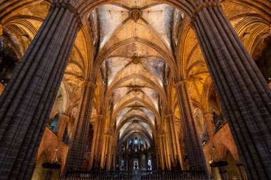 Interior shot, La Catedral de la Santa Creu, Barri Gotic, Barcelona, Catalonia, Spain