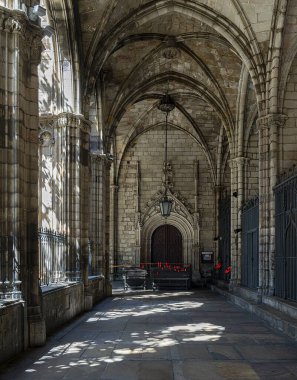 Sculptures and Figures, Gothic Cathedral, Baslica La Catedral de la Santa Creu i Santa Eulalia, Old Town, Barri Gotic,