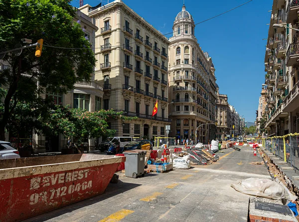 道路工事 バルセロナ カタルーニャ スペイン — ストック写真