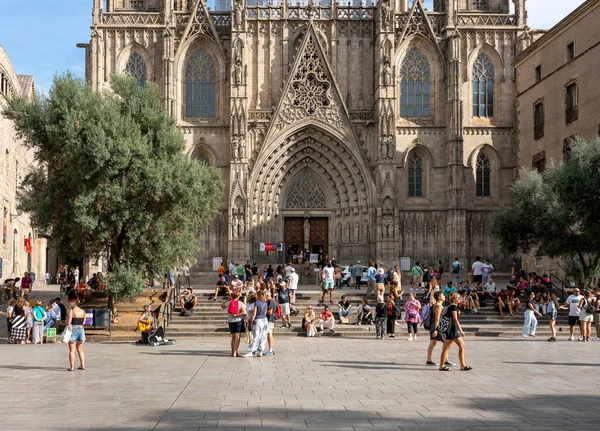 Catedral Santa Creu Nel Quartiere Barri Gotic Barcellona Catalogna Spagna — Foto Stock