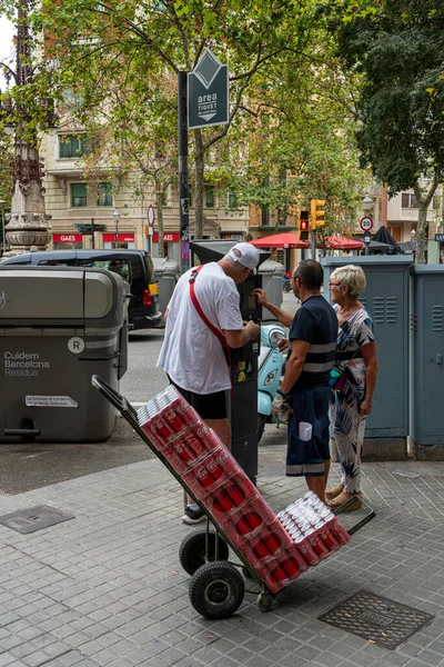 Toeristen Parkeermeter Barcelona Catalonië Spanje — Stockfoto