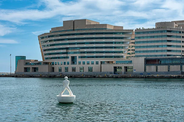 stock image Buoy with sculpture in the harbour, Barcelona, Catalonia, Spain