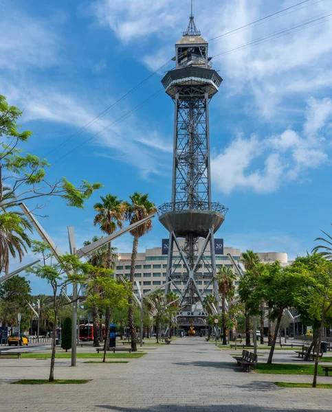 Mástil Teleférico Torre Jaume Barcelona Cataluña España —  Fotos de Stock