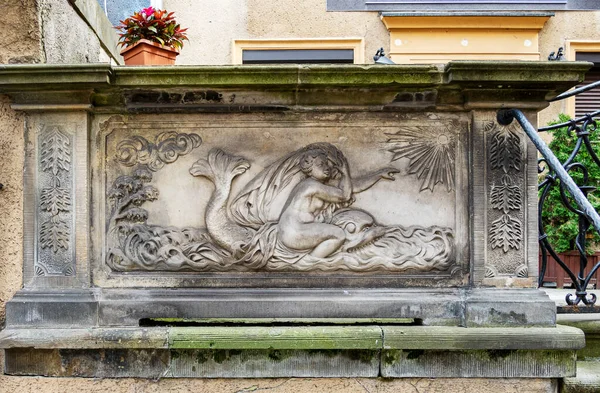 Ornements Reliefs Sur Immeubles Habitation Dans Vieille Ville Gdansk Pologne — Photo