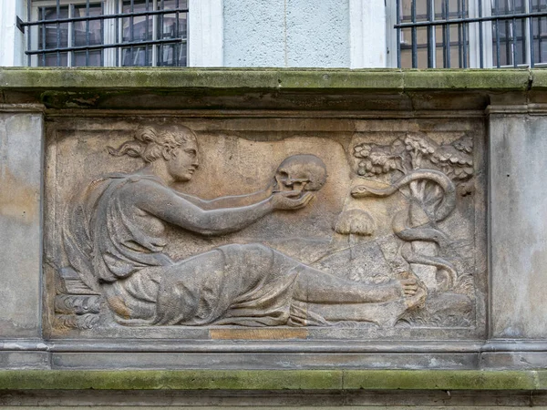 Ornamente Und Reliefs Mehrfamilienhäusern Der Altstadt Von Danzig Polen — Stockfoto
