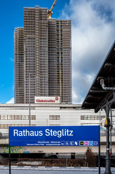 Die Endlose Und Insolvente Baustelle Des Steglitzer Kreisels Dortigen Rathaus — Stockfoto