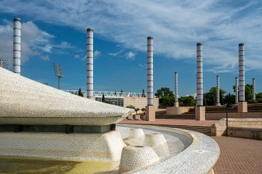 Montjuic, Barcelona, Katalonya, İspanya 'daki Lluis Şirketleri Olimpiyat Stadyumu' ndaki bölge.