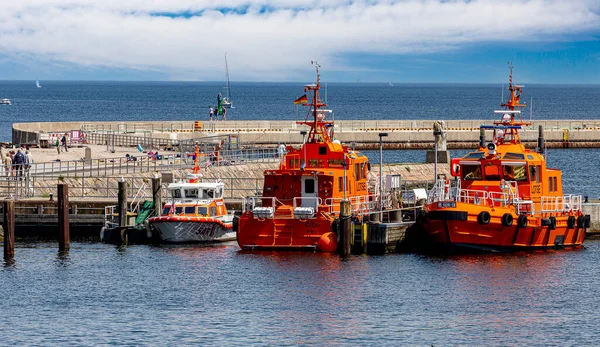 Botes Rojos Rescate Piloto Puerto Travemnde Schleswig Holstein Alemania —  Fotos de Stock