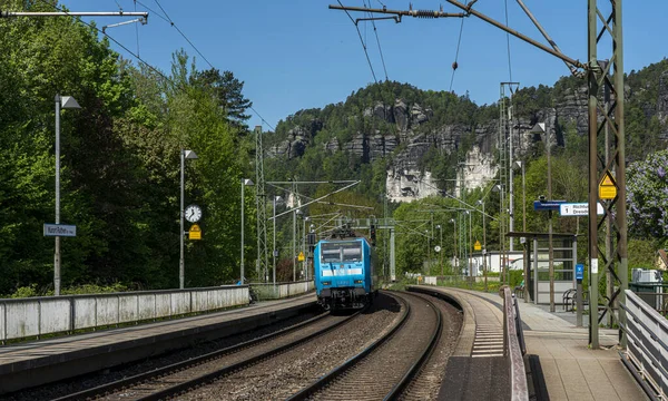 Estação Ferroviária Cidade Termal Rathen Elbe Sandstone Mountains Saxônia — Fotografia de Stock