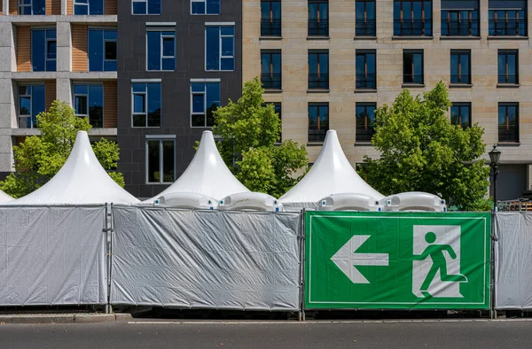 Notice Emergency Exit Event Berlin Mitte — Stock Photo, Image