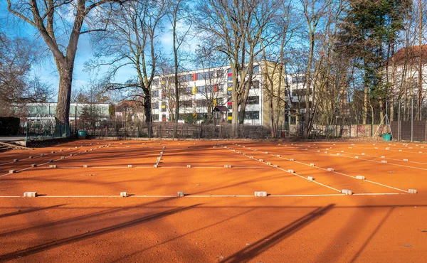 Tennis Sandplatz Mit Rotem Sand — Stockfoto
