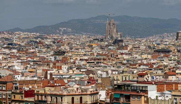 Panoramisch Uitzicht Plaza Espana Het Stadscentrum Barcelona Catalonië Spanje — Stockfoto