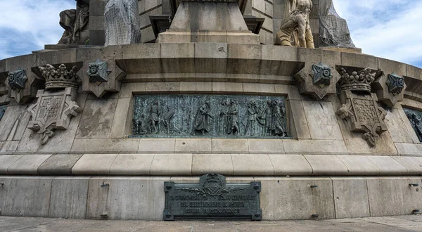 Detail Photo Mirador Colom Pedestal Columbus Monument Barcelona Catalonia Spain — Stock Photo, Image