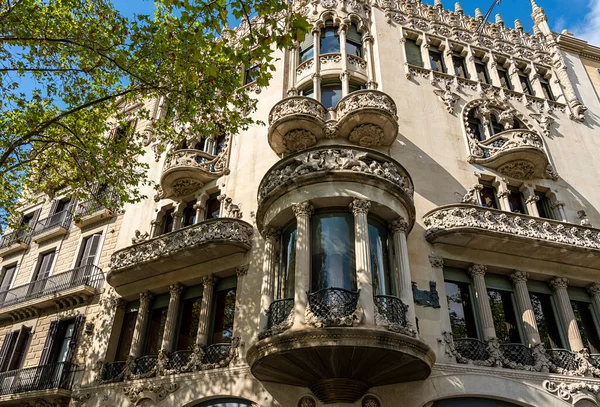 Historical Architecture Boulevard Passeig Gracia Barcelona Catalonia Spain Stock Image