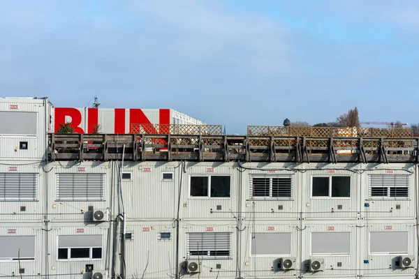 Stavební Kontejnery Velkém Staveništi Friedrichshain Berlín Německo — Stock fotografie
