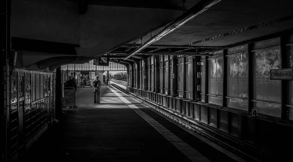 Svartvitt Fotografi Bahnhof Nollendorfplatz Berlin Tyskland — Stockfoto