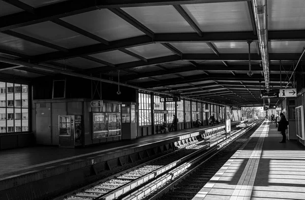 Siyah Beyaz Fotoğraf Bahnhof Nollendorfplatz Berlin Almanya — Stok fotoğraf