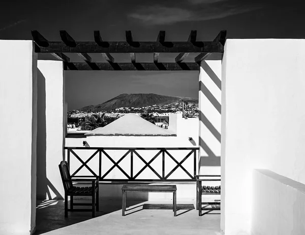 Photographie Noir Blanc Villas Maisons Lanzarote Îles Canaries Espagne — Photo