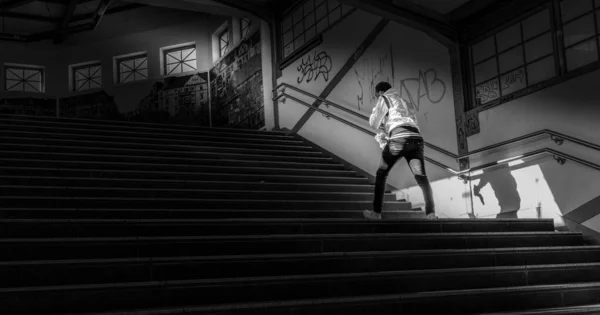 Черно Белая Фотография Вокзале Мбаппе Берлин Германия — стоковое фото