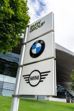 Company logo at BMW Welt, Munich, Bavaria, Germany clipart