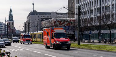 Ambulance of the Berlin Fire Department in Berlin-Mitte, Berlin, Germany clipart
