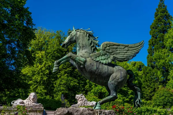 stock image Salzburg, Austria, May 18, 2024, Architecture in Mirabell Palace, with Mirabell Gardens, Pegasus Fountain and Bird House, Salzburg, Austria