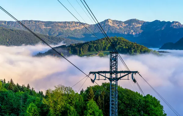 Almanya 'nın Bavyera eyaletinin Berchtesgaden kasabasında sabah sisi