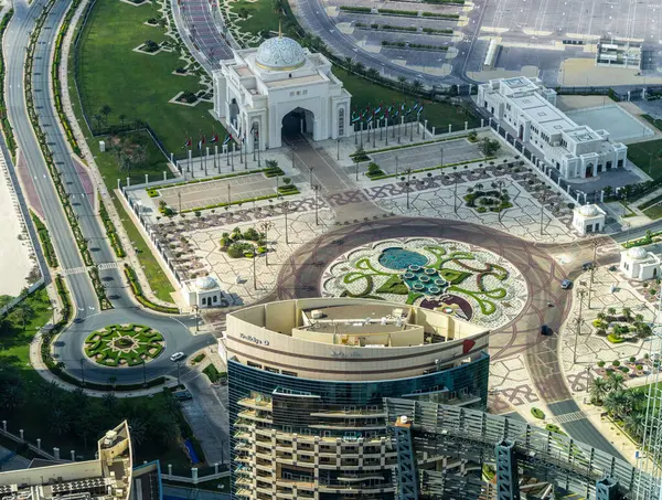 stock image Sheikh Zayed Mosque, view from above of the magnificent buildings in Abu Dhabi, United Arab Emirates, UAE, Western Asia