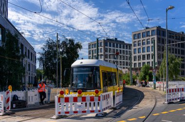 Berlin Nordbahnhof, Berlin, Almanya 'daki tramvay bağlantısında inşaat çalışmaları