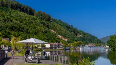 Yolcu gemisi iskelesi, Main, Miltenberg, Lower Franconia, Bavyera, Almanya,
