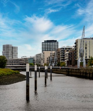 Baakenhafen 'deki Hafencity, inşaat alanları, Hamburg, Almanya