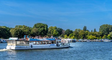The Spree at the Stralauer Spitze in Berlin-Treptow, Berlin, Almanya