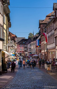 Almanya 'nın Bavyera eyaletindeki Miltenberg şehrinde yarı keresteli binalar