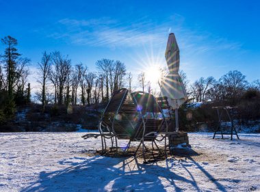 Gastronomy at the Babelsberg Palace Park in winter, Potsdam, Brandenburg, Germany clipart