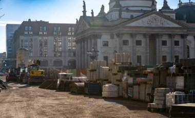 Gendarmenmarkt ve çevresindeki büyük inşaat alanı, Berlin, Almanya