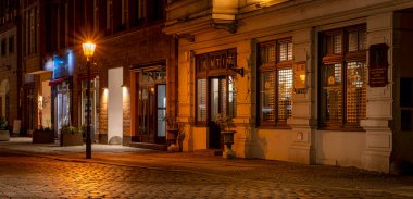 Gece çekimleri, Nikolaiviertel, Berlin, Almanya