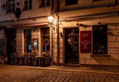 Gece çekimleri, Nikolaiviertel, Berlin, Almanya