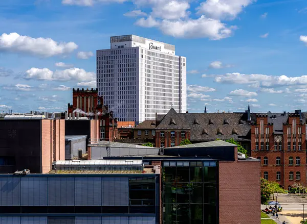 Berlin Charit binası Futurium, Berlin, Almanya 'nın çatısından görünüyor.