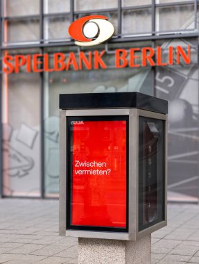 Historic display case in front of the Spielbank Berlin building, Kurfrstendamm, Berlin, Germany